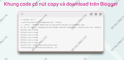 Tiện ích khung chứa code có nút copy và download trên Blogger